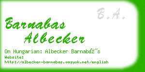 barnabas albecker business card